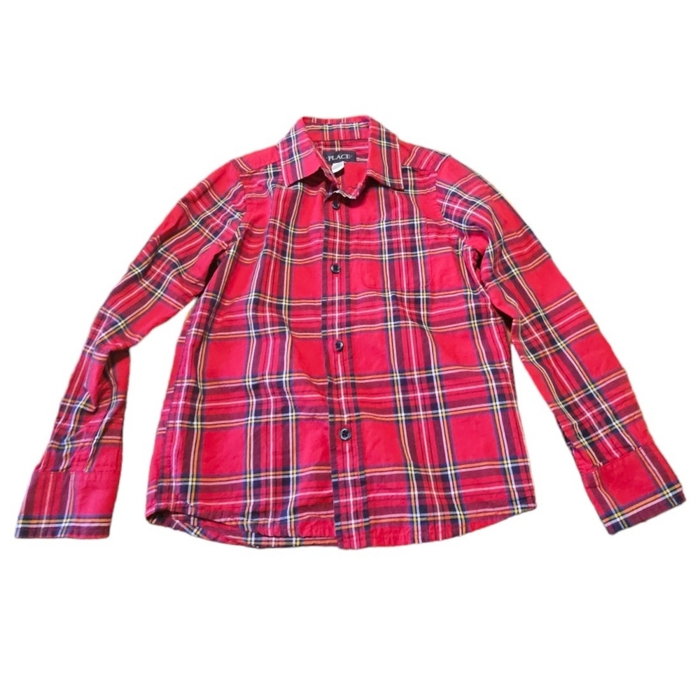 Children's Place Red Plaid Button Down shirt Size S (5/6)